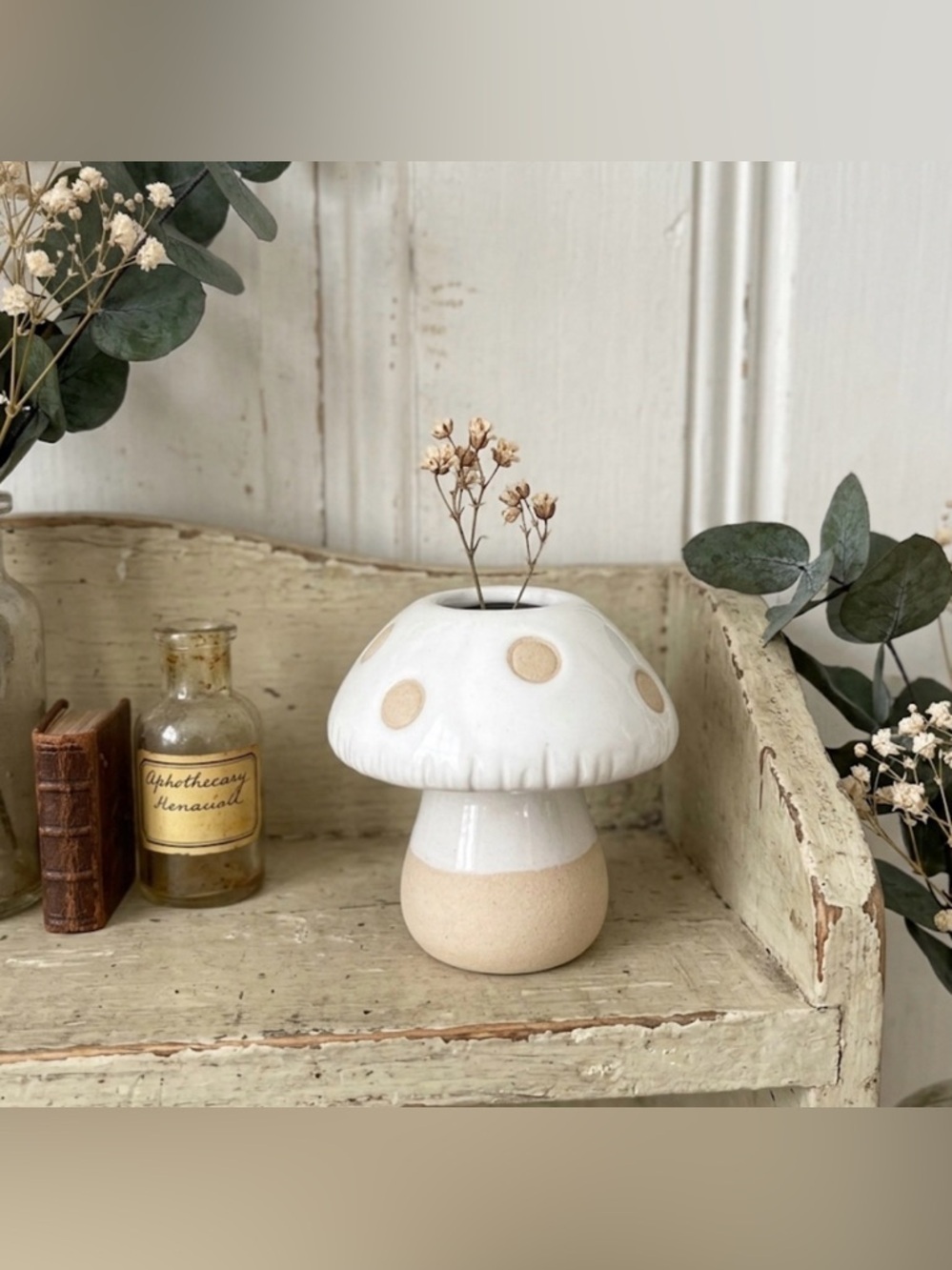 Adorable Target Bullseye Playground 3.5" Ceramic Mushroom Figurine Mini Vase